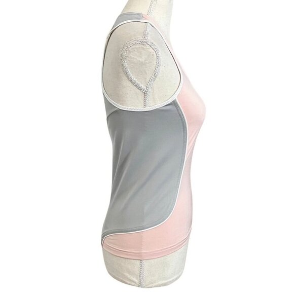 ADIDAS X STELLA MCCARTNEY PINK GREY WHITE SINGLET ATHLETIC RACERBACK TANK TOP - Picture 2 of 9